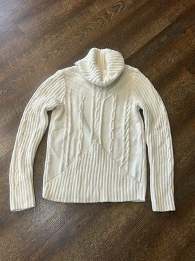 Jones New York Cream Cable Turtleneck Sweater